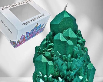 ABUNDANCE QUARTZ (Emerald - green) Crystal Intention Candle