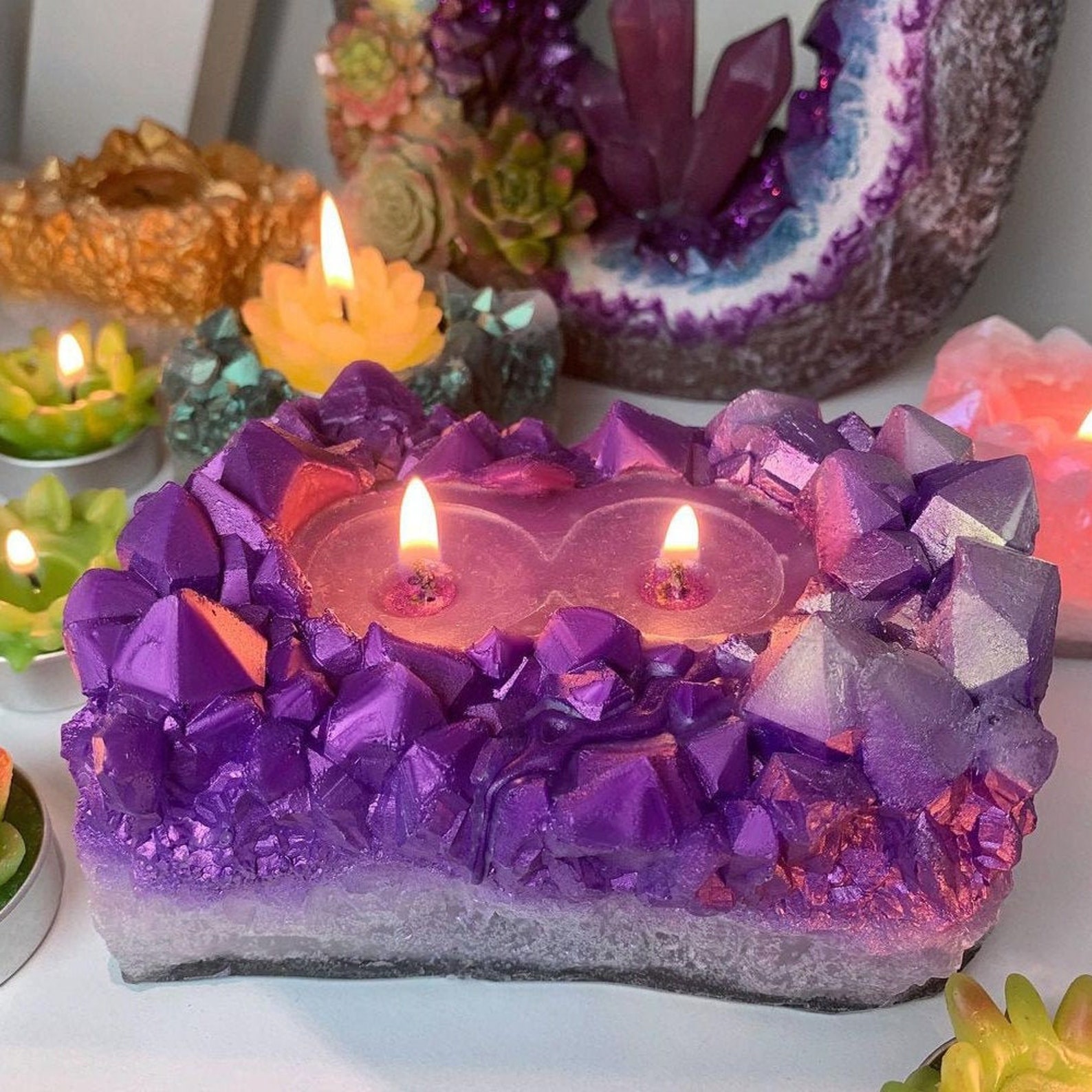 LUX & LARGE Candle Crystal Cluster Shaped Etsy