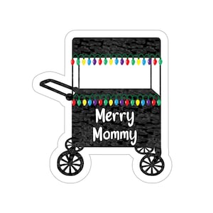 Adesivo de férias Merry Mommy Wagon - Adesivo de Natal - Decalque de férias - Luzes de férias - Carrinho de vagão