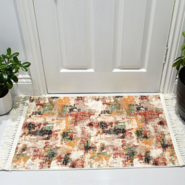 Tapis de porte lavables antidérapants 50x80cm Tapis d’intérieur lavables, tapis de cuisine intérieur, tapis d’entrée, tapis multicolore, tapis de porte moderne