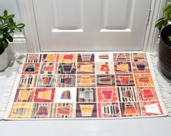 Non Slip Washable Door Mats 50x80cm Washable Indoor Rugs, Indoor Kitchen Mat, Entrance Mat, Multicolour Patchwork Mat, Nursery Playroom Kids