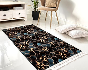 Machine Washable Non-slip Living Room Rugs Mat Modern Geometric Design