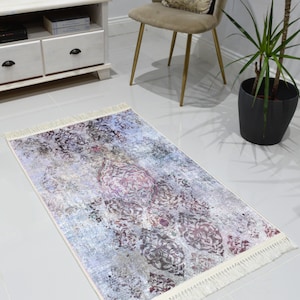 Lavable antidérapant Tapis traditionnel violet accentué