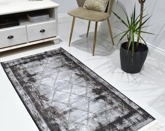Washable Non-slip Brown Grey Rug Mat