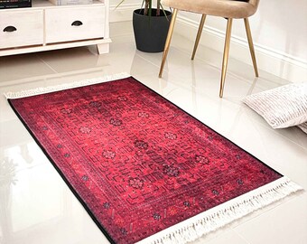 Washable Non-slip Afghan Red Rug Mat Praye Mat Sejadah