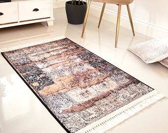 Faded contemporary rug non-slip washable