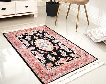 Machine Washable Non-slip Pink Design Rug Mat