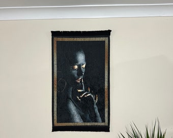 Modern Wall Art 50x80cm in Black & Gold Canvas African Canvas Art Modern Wall Art | African Print Art