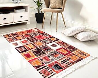 Machine Washable Non-Slip Modern Patchwork Glass Cups Design