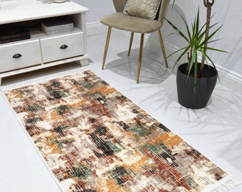 Machine Washable Non-Slip Distressed Faded Rug Multicolour Rainbow Mat Living Room Kitchen Kids Nursery