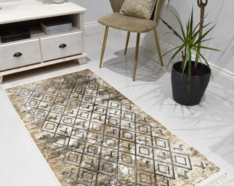 Washable Non-slip Brown Black Rug Mat