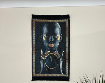 Modern Rug Wall Art Door Mat 50x80cm in Black & Gold with Anti-Slip Backing