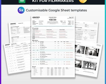Standard Production Template Kit for Filmmakers | Google Sheets