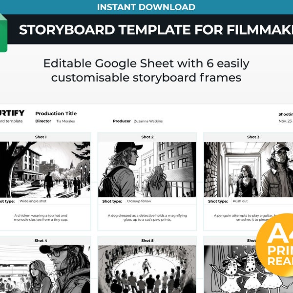 Storyboard Template for Filmmakers | Google Sheets