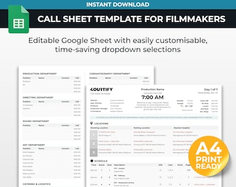 Call Sheet Template for Filmmakers | Google Sheets
