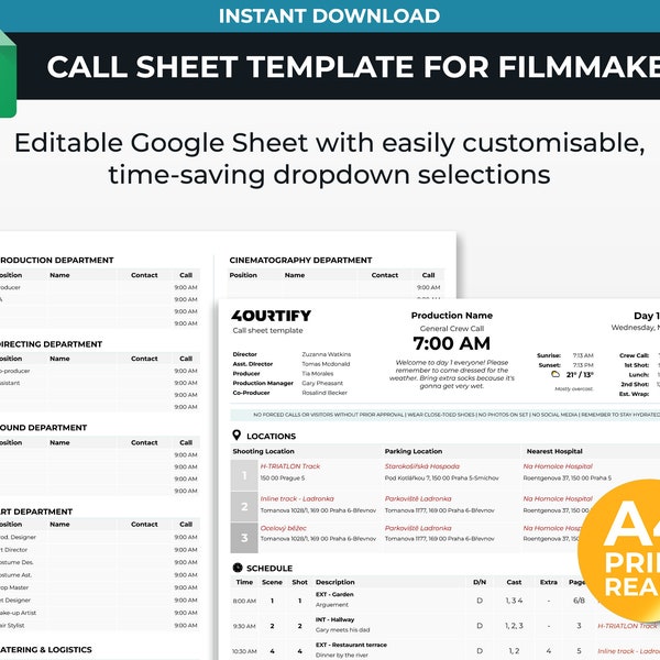 Call Sheet Template for Filmmakers | Google Sheets