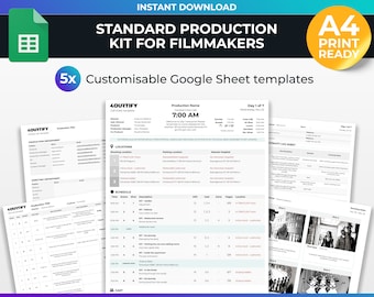 Complete Production Template Kit for Filmmakers Google Sheets - Etsy