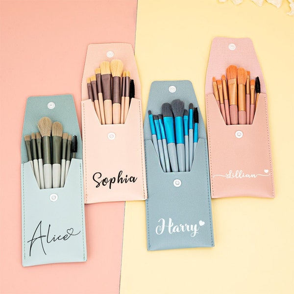 Personalized Travel Makeup Brushes Set,Bridesmaid Gift,Wedding Bridal Shower Favors,Bachelorette Party Gift for Her,Christmas Gift for Mom