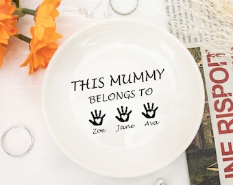 This Mummy Belongs to,Personalized Jewelry Dish,Family Names Trinket Dish,Mothers Day Gift for Her,Kids Names Ring Dish,Gift for Grandma