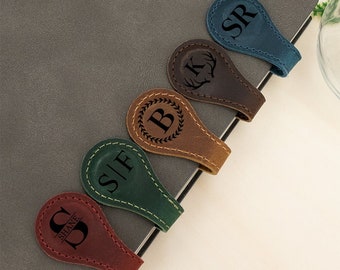 Personalisiertes magnetisches Lesezeichen aus Leder, Vintage-Lesezeichen für Damen und Herren
