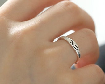 Dainty Name Ring, Custom Delicate Stacking Ring, Personalized Engraved Ring, Gift for Her, Minimalist Ring, Mothers Ring, Bridesmaid Gift