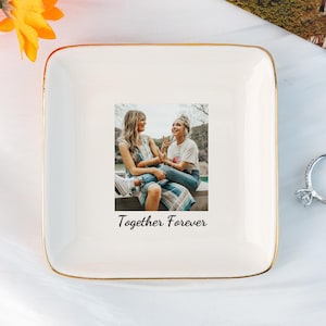 Personalized Photo Ring Dish, Custom Minimalist Trinket Tray, Photo Jewelry Storage, Unique Keepsake Gifts for Mom, Daughter and Sister