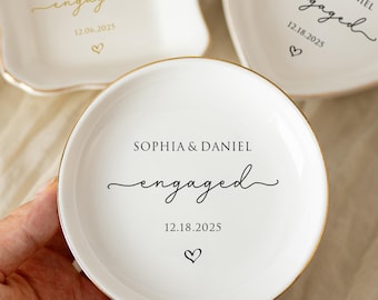 Custom Engaged Ring Dish, Personalized Ring Dish, Bridal Shower Gift, Personalized Engagement Gift for Bride, Wedding Gifts for Couple