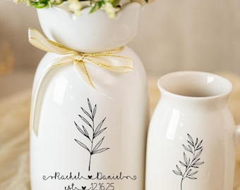 Jarrón de flores personalizado para bodas, jarrón con nombre y fecha grabados, regalo para la novia en la despedida de soltera, recuerdo de boda, regalos de compromiso