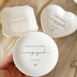 Custom Engaged Ring Dish, Personalized Ring Dish, Bridal Shower Gift, Personalized Engagement Gift for Bride, Wedding Gifts for Couple