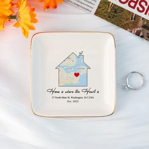 Regalo con mappa della casa personalizzata, vassoio portagioie con mappa della casa personalizzata, regalo di inaugurazione della casa, regalo per la prima casa per lei, regalo per la nostra prima casa, regalo di compleanno
