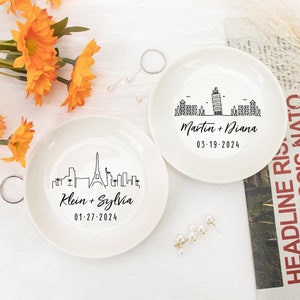 Skyline Ring Dish,Engagement Gift,Wedding Jewelry Dish,Personalized Gift for Engaged Couple,City Trinket Dish,Anniversary Gift,Xmas Gift