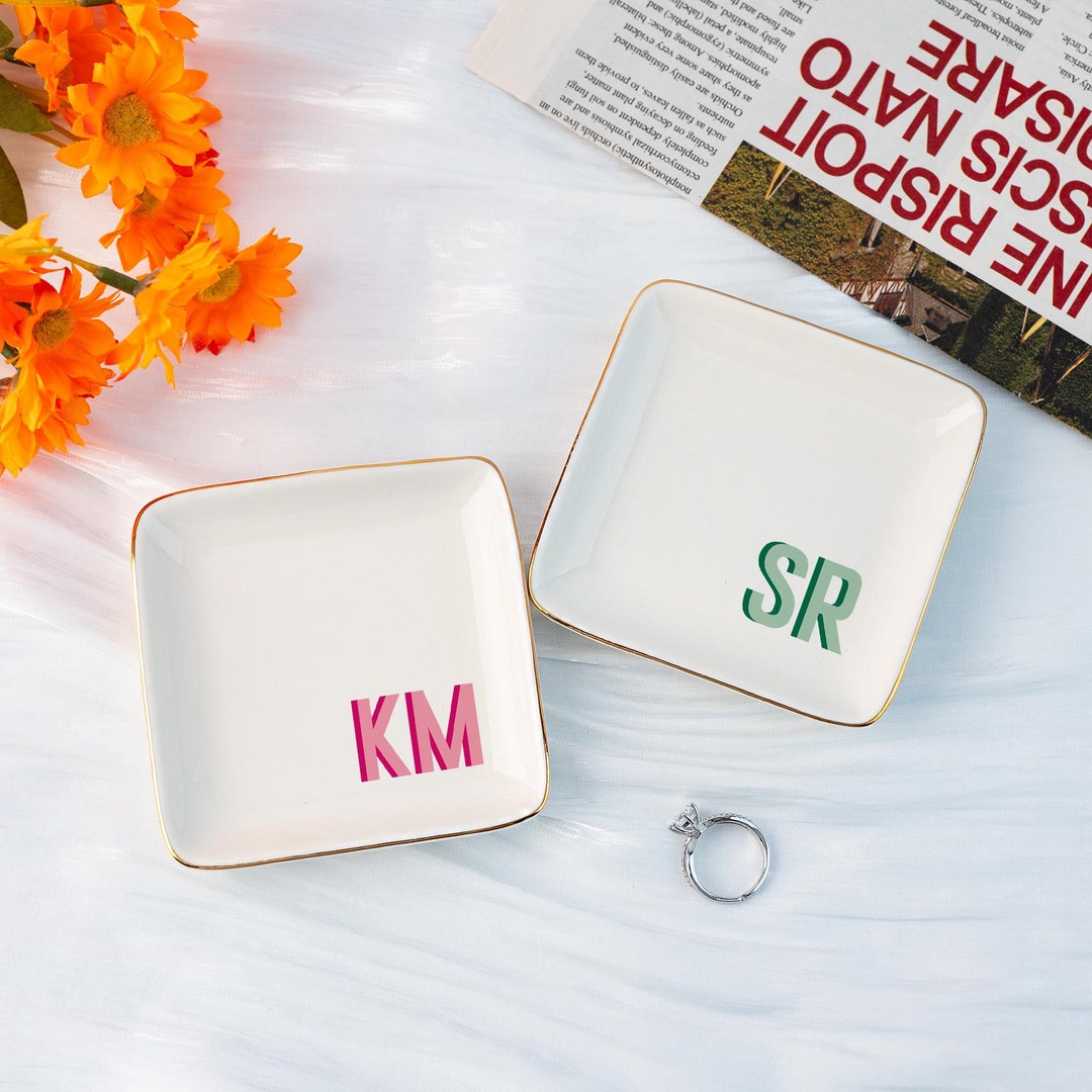 Custom Initial Ceramic Ring Dish: Personalized Letter Trinket Dish - Etsy