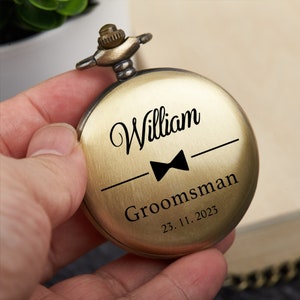 Personalized Engraved Pocket Watch,Custom Name Pocket Watch,Wedding Gift,Best Man Groomsman Page Boy Birthday Gift,Party Gift for Dad image 2