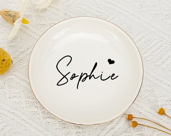 Custom Name Jewelry Dish,Personalized Ring Dish,Heart Holder Dish,Mothers Day Gift for Mom,Bridesmaids Gift,Birthday Party Gift for Her