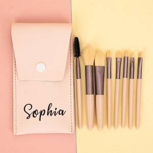 Personalized Travel Makeup Brushes Set,Custom Name Makeup Pouch Brush,Bridesmaid Gift,Bachelorette Party Gift for Her,Mother's Day Gift image 4