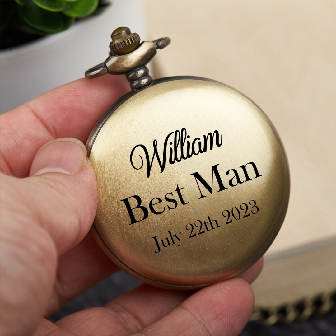 Personalized Name Pocket Watch With Chaincustom Engraved Etsy