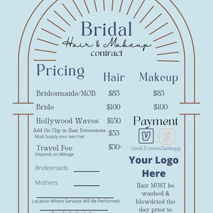 Bridal Hair Makeup Contract Template
