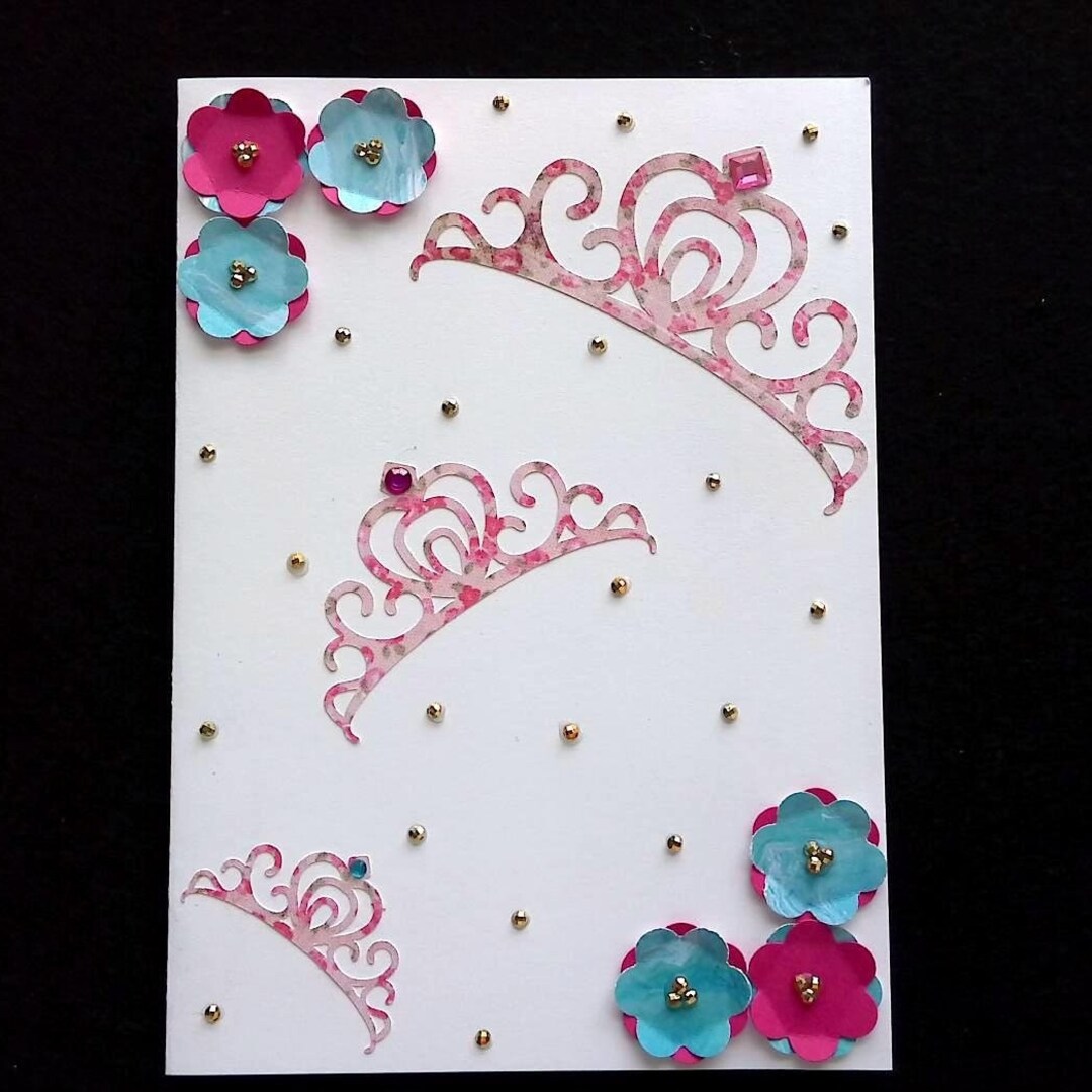 Quinceañera Floral Tiaras Greeting Card With Envelope - Etsy