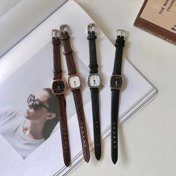 Womens watches/Womens minimalist dial leather watch/Vintage Boho hippie steampunk strap watch/Vintage leather watch for women/Gifts for her