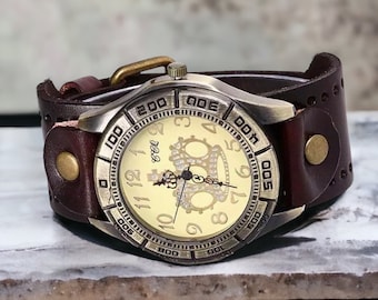 Horloges voor mannen cadeau voor hem/Royal King herenhorloge/The Crown Leather Queen Crown horloge/Unisex elegant vintage horloge/Boho steampunk horloge