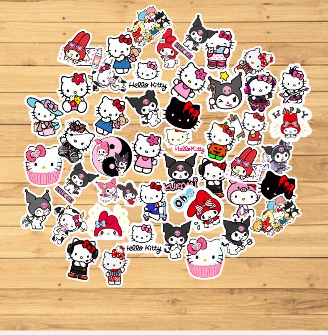 Hello Kitty Sanrio Kuromi Stickers | SUPRISE Pack of 10 | Water ...
