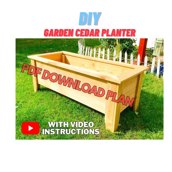 Garden Cedar Planter Woodworking Plans / Raised Planter Box Plans / Garden Box / Outdoor Planter / Garden bed / Elevated Garden Bed