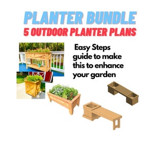Bundle Planter Woodworking Plans - Cedar Planters - 5 Different Planter Plans - Herb Flower Planter Plan - Outdoor Garden Planter Projects
