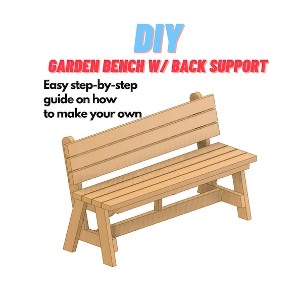 Garden Bench with Back Support - DIY Patio Lawn Deck Garden Outdoor Furniture - Easy Weekend Project - Zing Woodworks