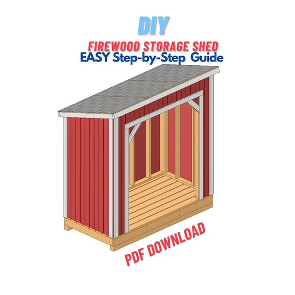 4x8 Outdoor Garden Storage Shed For Firewood Build Plans-DIY Easy Woodworking Project Plans For Garden & Backyard-Make From Standard Lumber