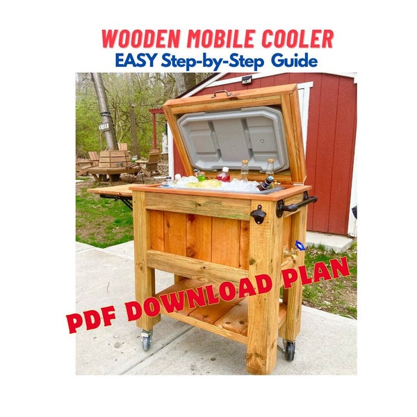 Modern Wooden Mobile Cooler Plan Instructions- Patio Wood Ice Cooler - Outdoor Woodworking Projects