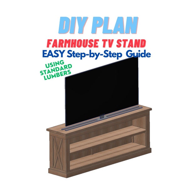 Farmhouse TV Stand Console Woodworking Plans - Easy Weekend Projects - Easy Step-by-Step Guide - Projects with Standard Lumber