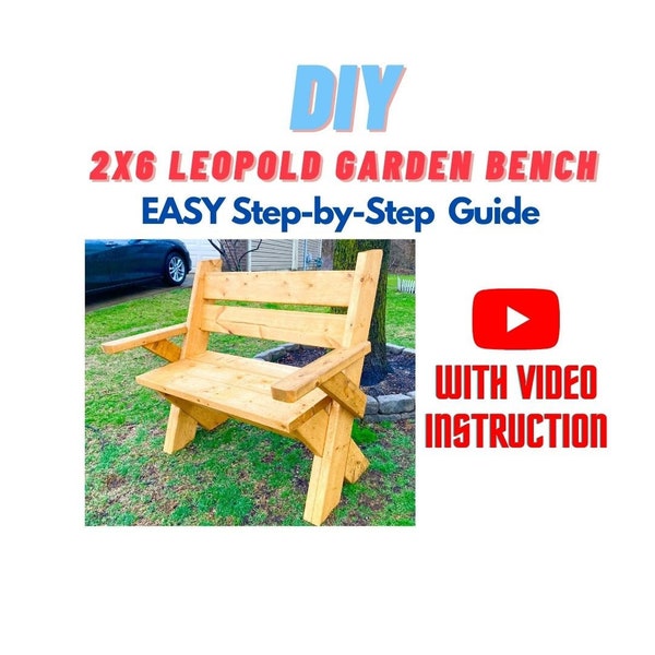 DIY 2x6 Leopold Outdoor Garden Bench Plans - DIY Easy Woodworking Project Plans For Garden & Backyard - Make From Standard 2x6s Lumber