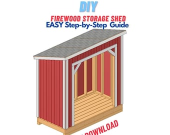 4x8 Outdoor Garden Storage Shed For Firewood Build Plans-DIY Easy Woodworking Project Plans For Garden & Backyard-Make From Standard Lumber