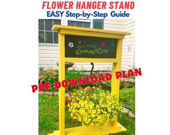 Outdoor Garden Flower Stand Plan - Welcome Sign Flower Stand - Easy Woodwokring Project Plans - Great Gift for Mom Wife Girlfriend